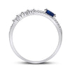 14k White Gold Womens Oval Blue Sapphire Modern Fashion Ring 5/8 Cttw