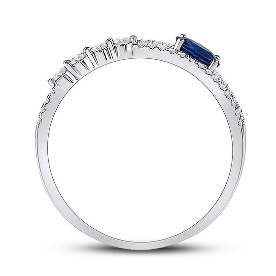 14k White Gold Womens Oval Blue Sapphire Modern Fashion Ring 5/8 Cttw