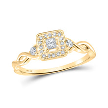  14k Yellow Gold Womens Princess Diamond Square Promise Ring 1/5 Cttw