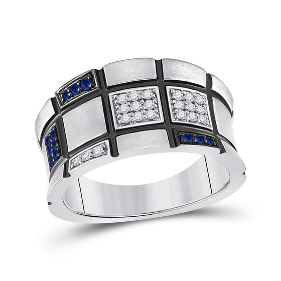 14k White Gold Womens Round Blue Sapphire Fashion Ring 1/4 Cttw