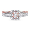 10k Two-tone Gold Princess Diamond Halo Bridal Wedding Ring Band Set 1/2 Cttw
