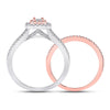 10k Two-tone Gold Princess Diamond Halo Bridal Wedding Ring Band Set 1/2 Cttw