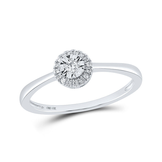 10k White Gold Womens Round Diamond Fashion Ring 1/12 Cttw