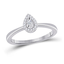  10k White Gold Womens Round Diamond Teardrop Promise Ring 1/12 Cttw