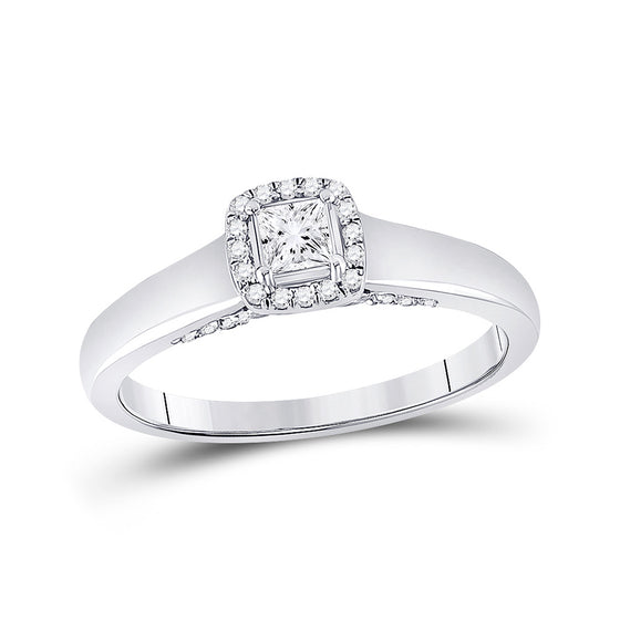 10k White Gold Princess Diamond Solitaire Bridal Wedding Engagement Ring 1/3 Cttw