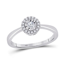  10k White Gold Womens Round Diamond Halo Solitaire Promise Ring 1/6 Cttw