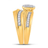 10k Yellow Gold His Hers Round Diamond Cluster Matching Wedding Set 1 Cttw