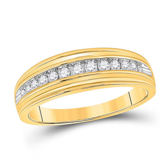 14k Yellow Gold His Hers Round Diamond Square Matching Wedding Set 1 Cttw