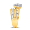 14k Yellow Gold His Hers Round Diamond Square Matching Wedding Set 1 Cttw
