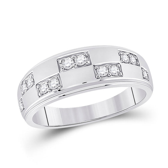 14k White Gold His Hers Round Diamond Cluster Matching Wedding Set 1 Cttw