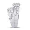 14k White Gold His Hers Round Diamond Cluster Matching Wedding Set 1 Cttw