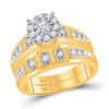 14k Yellow Gold His Hers Round Diamond Halo Matching Wedding Set 1 Cttw