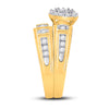 14k Yellow Gold His Hers Round Diamond Halo Matching Wedding Set 1 Cttw