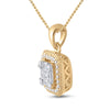 14k Yellow Gold Womens Round Diamond Cushion Cluster Pendant 1/4 Cttw