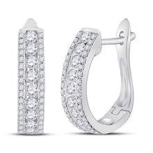  14k White Gold Womens Round Diamond Hoop Earrings 7/8 Cttw