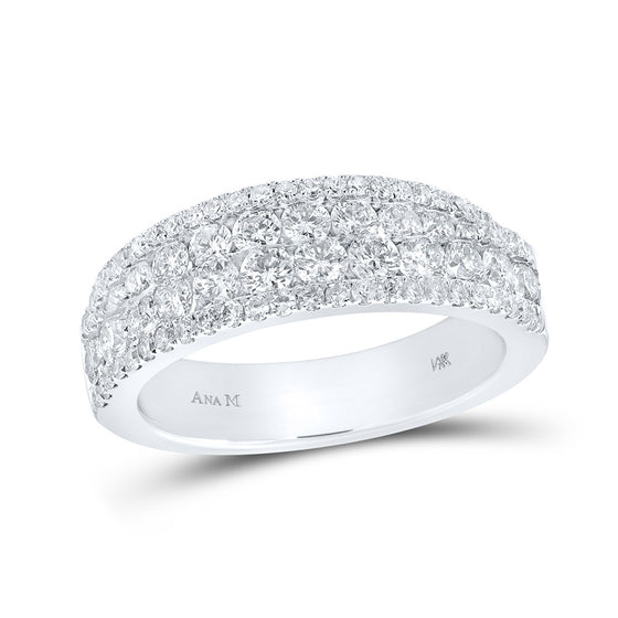 14k White Gold Womens Round Diamond Band Ring 1 Cttw