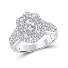  14k White Gold Womens Round Diamond Oval Ring 1 Cttw