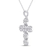 14k White Gold Womens Round Diamond Cluster Cross Pendant 1-1/3 Cttw