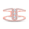 10k Rose Gold Womens Round Diamond Fashion 3-stone Ring 3/8 Cttw