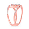 10k Rose Gold Womens Round Diamond Fashion 3-stone Ring 3/8 Cttw