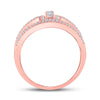 10k Rose Gold Womens Round Diamond Fashion 3-stone Ring 3/8 Cttw