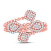 10k Rose Gold Womens Round Diamond Beaded Geometric Wrap Fashion Ring 1/3 Cttw