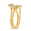 10k Yellow Gold Womens Round Diamond Teardrop Spiral Fashion Ring 1/3 Cttw