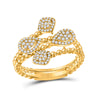 10k Yellow Gold Womens Round Diamond Teardrop Spiral Fashion Ring 1/3 Cttw