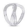 10k White Gold Womens Round Diamond Crossover Fashion Ring 1/3 Cttw