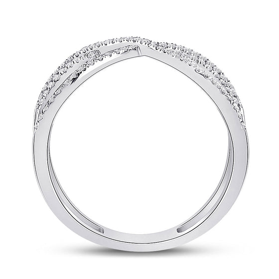 10k White Gold Womens Round Diamond Crossover Fashion Ring 1/3 Cttw