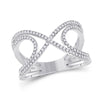 10k White Gold Womens Round Diamond Crossover Fashion Ring 1/3 Cttw