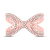 10k Rose Gold Womens Round Diamond Crossover Fashion Ring 1/3 Cttw