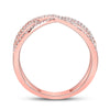 10k Rose Gold Womens Round Diamond Crossover Fashion Ring 1/3 Cttw
