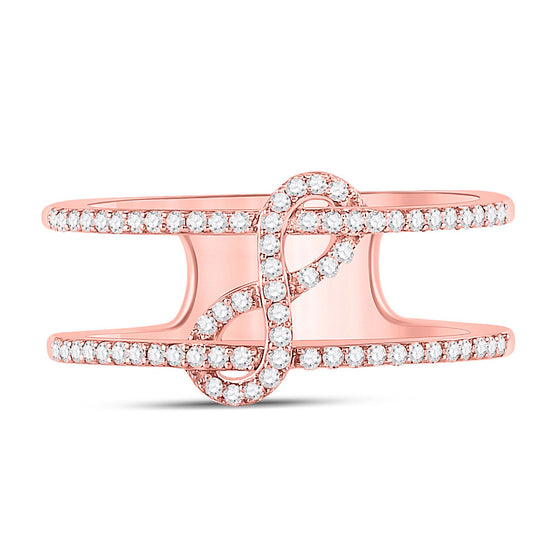 10k Rose Gold Womens Round Diamond Negative Space Infinity Ring 1/5 Cttw