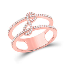 10k Rose Gold Womens Round Diamond Negative Space Infinity Ring 1/5 Cttw
