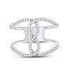 10k White Gold Womens Round Diamond Negative Space Infinity Ring 1/4 Cttw
