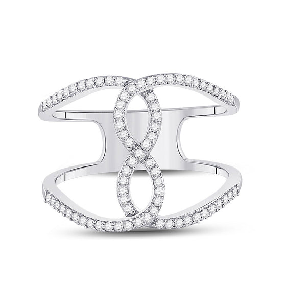 10k White Gold Womens Round Diamond Negative Space Infinity Ring 1/4 Cttw