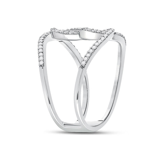 10k White Gold Womens Round Diamond Negative Space Infinity Ring 1/4 Cttw