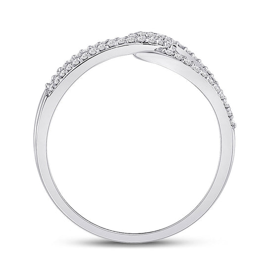 10k White Gold Womens Round Diamond Negative Space Infinity Ring 1/4 Cttw