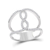 10k White Gold Womens Round Diamond Negative Space Infinity Ring 1/4 Cttw