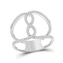  10k White Gold Womens Round Diamond Negative Space Infinity Ring 1/4 Cttw