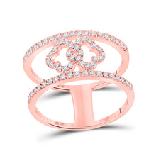  10k Rose Gold Womens Round Diamond Negative Space Band Ring 3/8 Cttw
