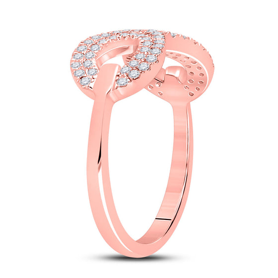 10k Rose Gold Womens Round Diamond Fashion Infinity Ring 1/3 Cttw