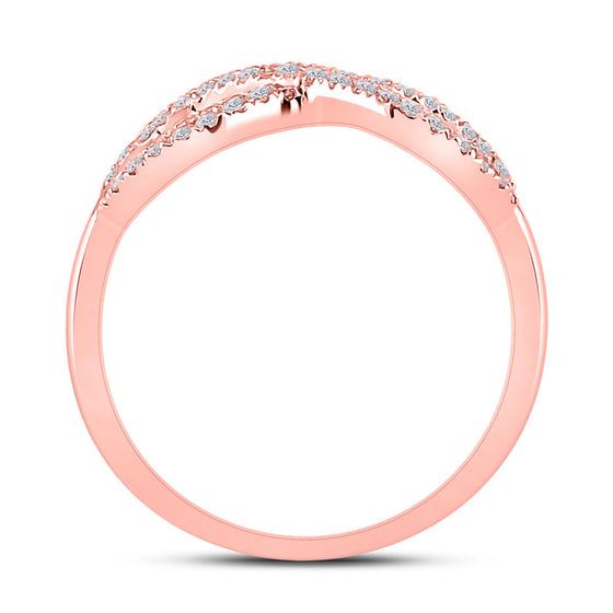 10k Rose Gold Womens Round Diamond Fashion Infinity Ring 1/3 Cttw
