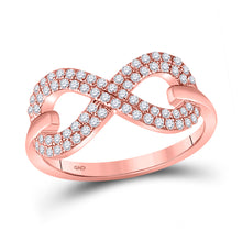 10k Rose Gold Womens Round Diamond Fashion Infinity Ring 1/3 Cttw