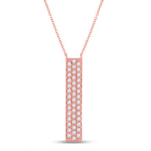  10k Rose Gold Womens Round Diamond Vertical Bar Necklace 1/4 Cttw