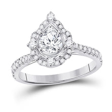 14k White Gold Round Diamond Halo Bridal Wedding Engagement Ring 1 Cttw