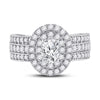 14k White Gold Oval Diamond Halo Bridal Wedding Engagement Ring 1-7/8 Cttw