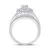 14k White Gold Oval Diamond Halo Bridal Wedding Engagement Ring 1-7/8 Cttw