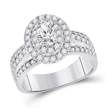  14k White Gold Oval Diamond Halo Bridal Wedding Engagement Ring 1-7/8 Cttw